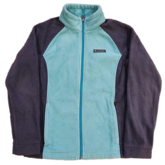 𝅺3/$20 Columbia Teal & Gray Lightweight Fleece Jacket - Picture 1 of 8